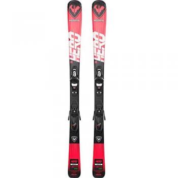 Esquís Rossignol Hero JR 100-140 con fijaciones Kid 4 GW rojos y negros para niños