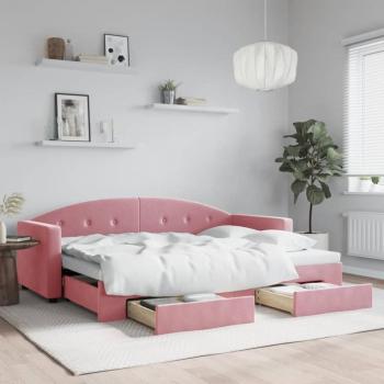 Sofá cama nido con cajones terciopelo rosa 80x200 cm Vidaxl