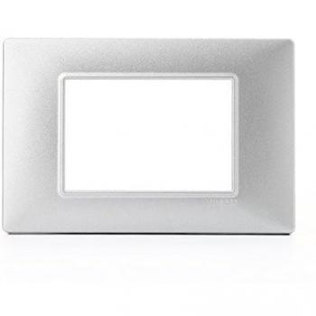 Placa Vimar Plana 3 Modulos Argento Opaco en Tecnopolímero