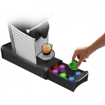 Mind Reader 'Slim' para 16 Cápsulas Nespresso, 12 K-Cups, 14 cbtl/verismo Pods, Black Café Pod Storage cajón