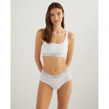 Bralette Deportivo Hugo con Logo, Tirantes Fijos y Banda Elástica - Color Blanco