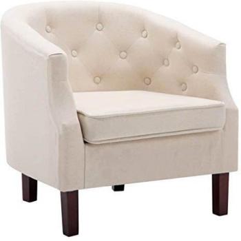 vidaXL Sillón Tapizado de Tela Beige 65x64x65cm Mobiliario Sillones de Hogar
