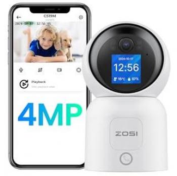 Cámara IP Interior Zosi C519M WiFi 5G 4MP (2560 x 1440 píxeles) con Detección de Movimiento y Pantalla