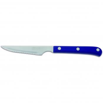Arcos Serie Cuchillos de Mesa, Cuchillo Chuletero, Hoja Serrada de Acero Inoxidable Nitrum de 115 mm, Mango Polioximetileno Color Azul