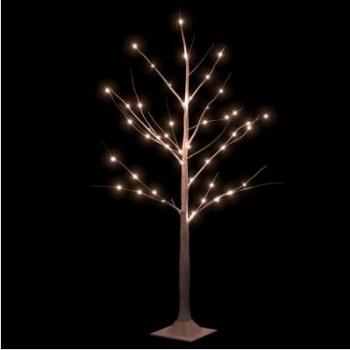 Abedul artificial blanco con 48 LED blanco cálido 120 cm