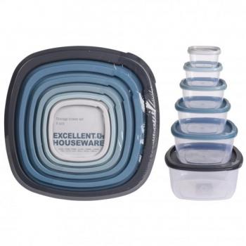 Set de Recipientes de Almacenamiento Excellent Houseware 6 Piezas con Tapa de Diferentes Tamaños Tuppers