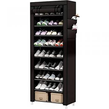 Armario Zapatero de Tela Nyana Home con Puerta con Cremallera y Bolsillos Laterales - Capacidad para 27 Pares - Medidas: 160x88x30 cm