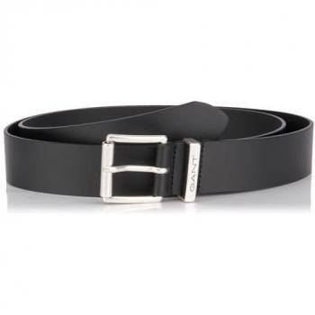 Cinturón de piel negro Gant para hombre, con logo, 90 cm, talla W36