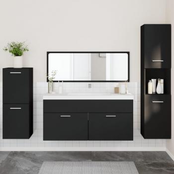Juego de muebles de baño 4 piezas de madera contrachapada negra