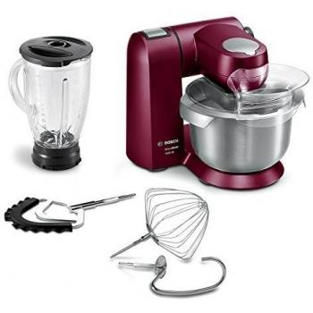 Bosch MUMXL20P - Robot de cocina, 1600 W, capacidad de 5,4 l, función SmartSensor, color rojo granate