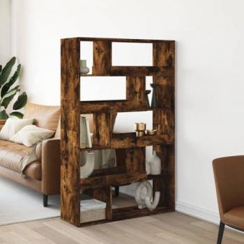 Estantería de madera de ingeniería en roble ahumado, dimensiones 100x33x156,5 cm, tipo librería y armario de almacenamiento