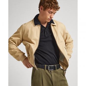 Pepe Jeans Men's Vachel Beige Aviator Jacket with Pockets