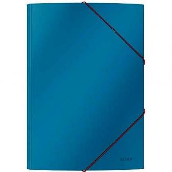 Carpeta Esquinera Leitz Cosy A4 Cartón Azul con 3 Solapas y Goma para 150 Hojas
