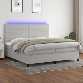 Colchón de cama box spring con muelles y tela LED gris claro 200x200 cm