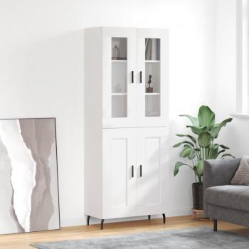 Armario aparador alto blanco pulido 69,5x34x180 cm madera multicapa contrachapada brillo