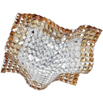 Plafón de diseño Rumba, 4 bombillas, cristal ámbar, transparente, dimensiones 44x12x44cm