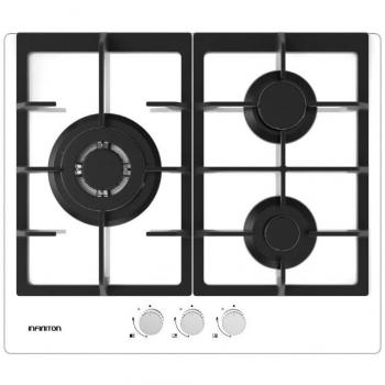 Infiniton GG-332 Placa de Gas 60cm 3 Fuegos Cristal Blanco