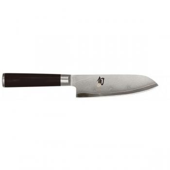 KAI Shun Damasco DM-0727 Cuchillo Santoku de 14 cm, hoja de acero inoxidable VG10 con 32 capas de damasco, mango ergonómico de pakka wood, diseño japonés tradicional, ideal