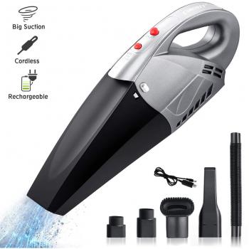 sumgott Aspiradora de Mano Sin Cable 6500PA Aspirador Portátiil, USB Carga Rápida, Aspirador de Coche 3000mAh Batería Recargable, 3 Boquillas para Pelos, Coche, Hogar, Oficina