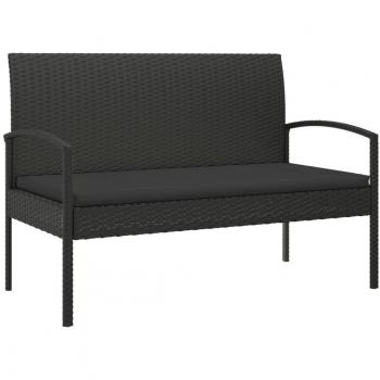 Black 105 cm Poly Rattan Garden Bench with Cushion
