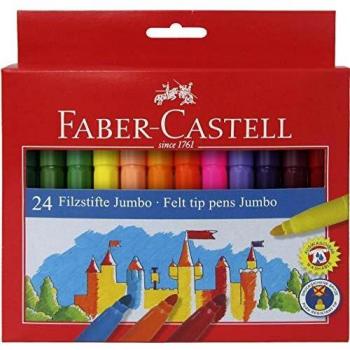 Faber Castell 554324 - Estuche de cartón con 24 rotuladores escolares Jumbo, multicolor