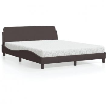 Cama con colchón de tela marrón oscuro 160x200 cm Vidaxl