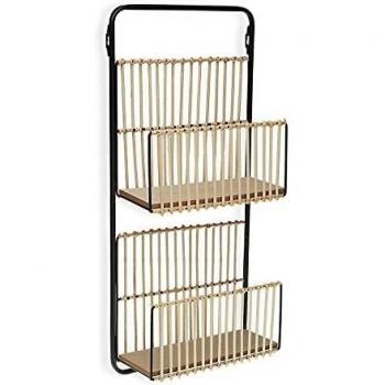Versa-Estantería Metálica Ratán Madera MDF