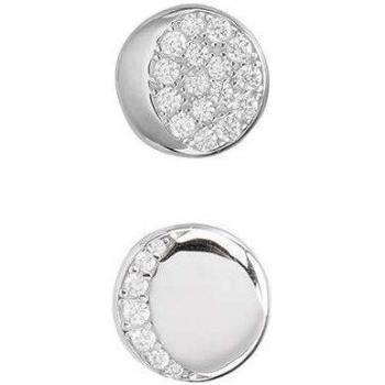 Pendientes asimétricos Moon de plata bañados en rodio