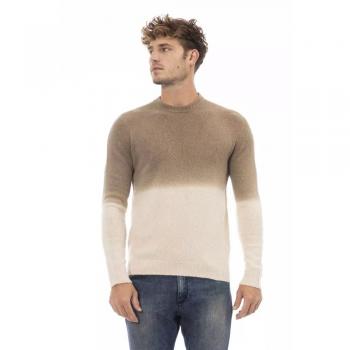 Beige Alpaca Leather Sweater - Alpha Studio, Round-neck Knitwear, Male, Size: L (IT50)