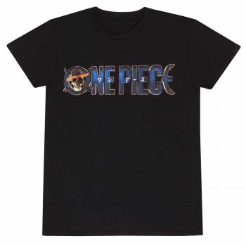Camiseta unisex negra de anime One Piece con logo - talla XXL