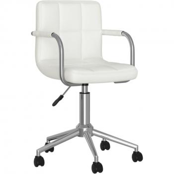 Silla de comedor giratoria blanca en cuero sintético