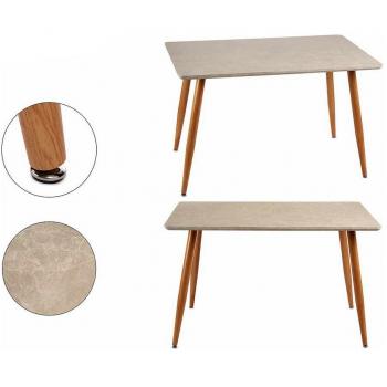 Mesa Auxiliar Gift Decor Marrón Blanco Piedra Metal Melamina DM 70 x 120 x 75 cm