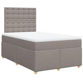 Cama box spring con colchón de tela gris taupe 120x200 cm