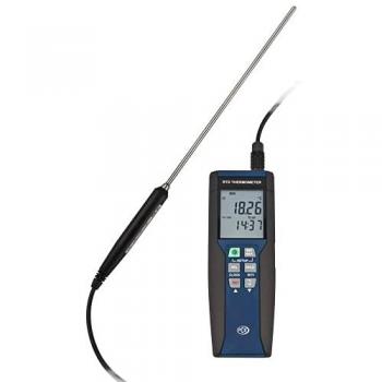 Termómetro de inmersión PCE-HPT 1 con sensor Pt100 de 4 hilos, registrador de datos interno y software para transmisión y valoración