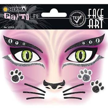 Pegatinas Face Art Cat Glittery Foil Herma Rosa