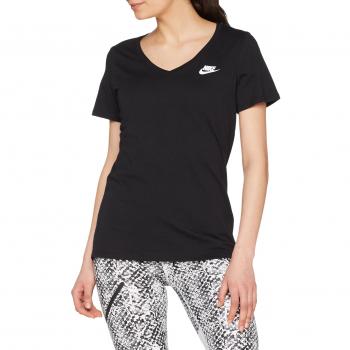 Nike Sportswear Vneck LBR - Camiseta para mujer, color Negro/Blanco, talla M