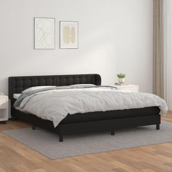 Cama box spring suave con colchón negro 180x200 cm en cuero sintético