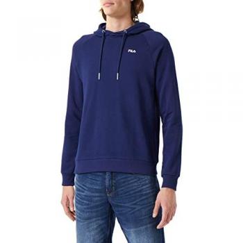 Fila Men's Loose Fit Hooded Sweatshirt with Micro Logo Embroidery, Blue, Size S