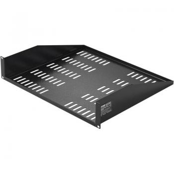 Vevor 2U Vented Server Rack Shelf, 16/406mm Depth, 50lbs Load Capacity, Cantilever or Wall Mount with Tray