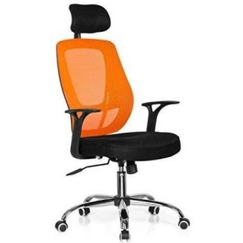 HJH Office Avida 719440  Silla Giratoria de Oficina, Tejido de Color Negro y Naranja