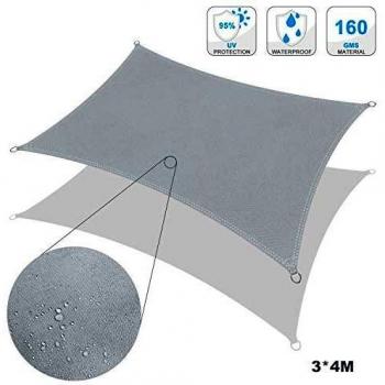 Wokkol Toldos Impermeables Exterior Rectangular 3x4 m, Toldo Vela de Sombra, Toldo Vela Impermeable, protección Rayos UV, Toldo Resistente e Lmpermeable, para Patio, Exteriores, Jardín