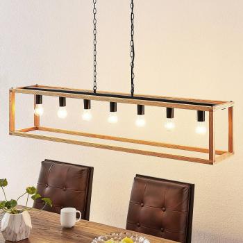 Lámpara colgante Sedrik de Lucande, vintage, negro, metal, 7 luces E27 para salón y comedor