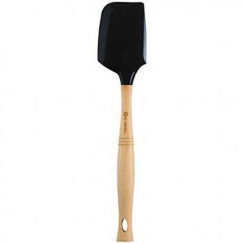 Le Creuset Espátula Grande con Cabezal de Silicona extraíble, Madera, Negro, Largo: 33 cm