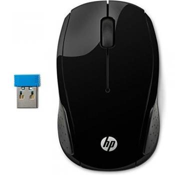 Ratón Inalámbrico Óptico Negro HP 200 con Botones Presionables y Rueda de Desplazamiento