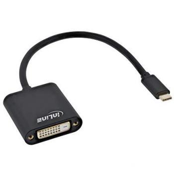 Adaptador USB-C a DVI, 0.2m, Negro