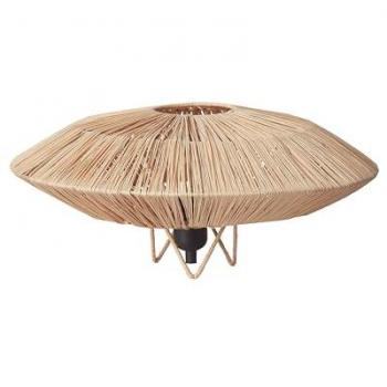 Lámpara de mesa estilo boho natural con base de hierro y pantalla de paja Mentiri