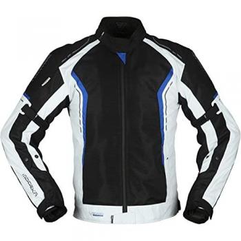 Chaqueta textil de motocicleta Modeka Khao Air - Negro/Gris/Azul (Tamaño M)