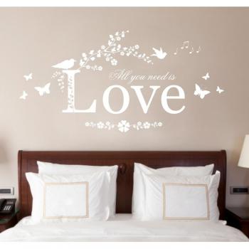 All You Need is Love, Vinyl Wall Art Sticker Decal Mural, Bedroom, Lounge, 80cm width x 40cm high