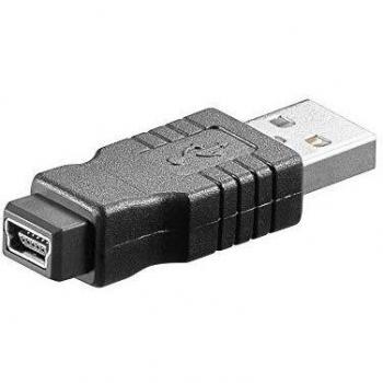 Wentronic Goobay USB ADAP A-M/Mini-B 5 Pin-F 5-Pin Mini B Negro - Adaptador para Cable
