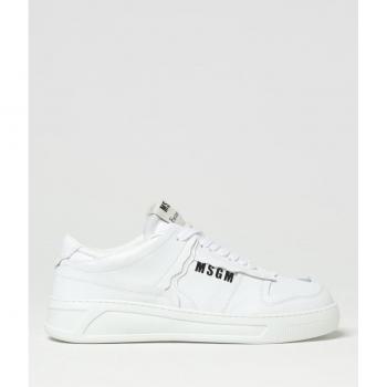 MSGM Men's White Sneakers Size 44 in Recycled Synthetic Leather